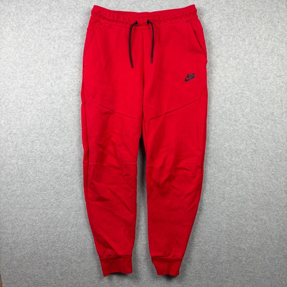 Nike Tech Fleece Joggers Mens Medium Red Slim Fit Sweatpants CU4495-657